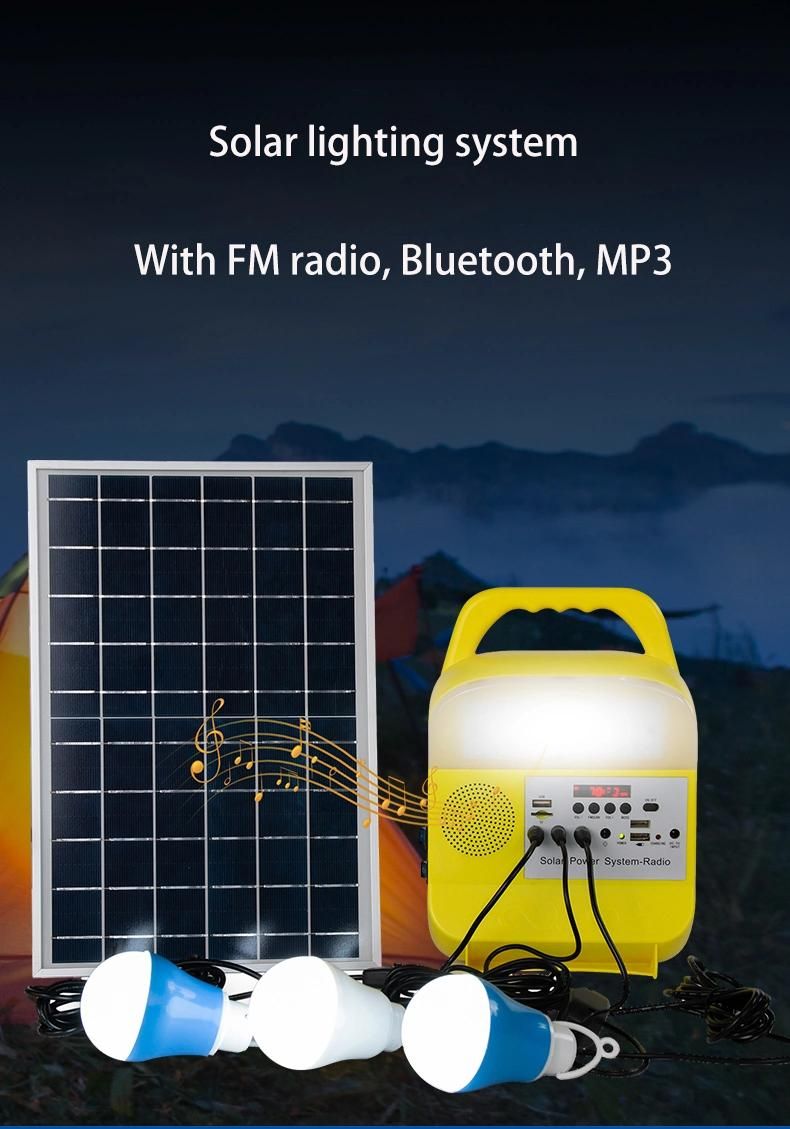 New Solar Charging Small System Lamp with MP3 Player Radio Function Multi-Functional Integrated Lamp