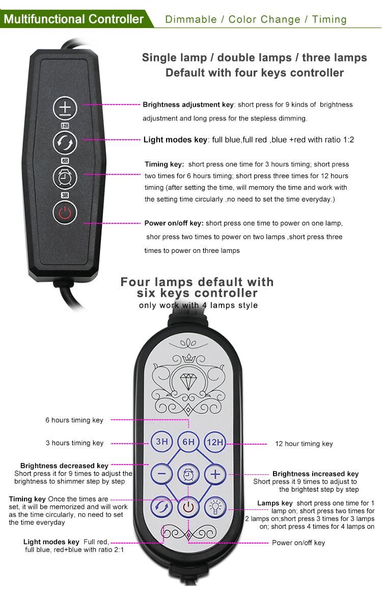 Cycle Timming Dimmable 4-Head Adjustable Gooseneck LED Plant Grow Light