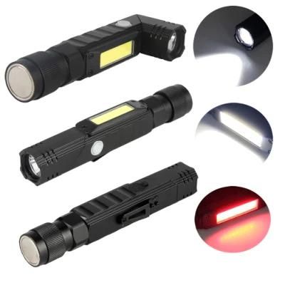 Yichen New Design Rechargeable LED Flashlight with Dual Emergency Light and Rotation Head