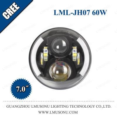 10-30V 7 Inch 60W Round CREE H4 H13 Offroad LED Headlight with DRL and Turning Light for off-Road Vehicles