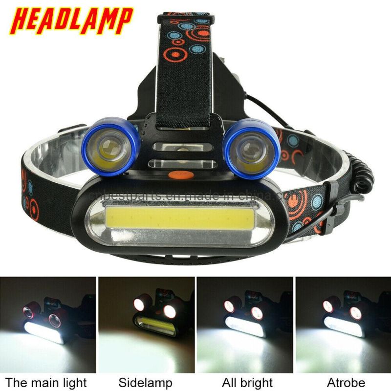 Wholesale Quality Head Torch Lamp Adjustable LED Head Torch Light 18650 Camping 4 Modes Rechargeable Headlight COB Motorcycle LED Headlamp