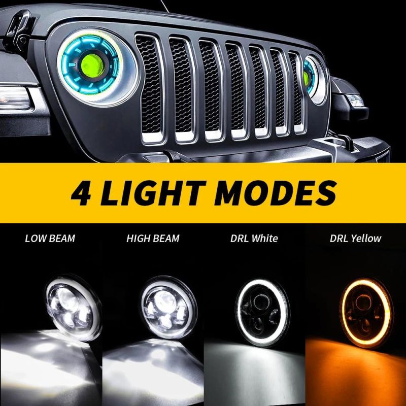 Dxz Thin Section All Round DOT SAE Approved Round 7inch Sealed Beam LED Headlamp Jeep Wrangler LED Headlight for Jeep Harley