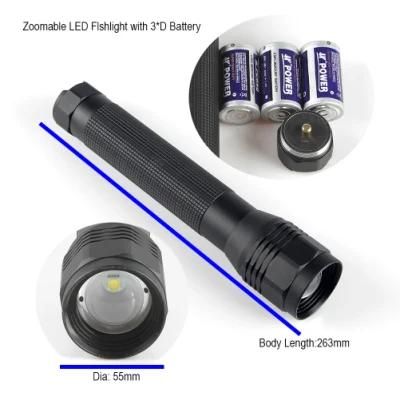 Yichen 3D Battery Operated Zoomable Aluminum Alloy LED Flashlight with Long Body