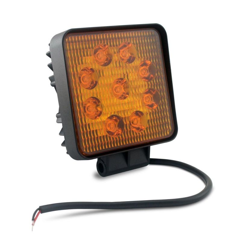 27W Square Spot Beam 12V Amber LED Work Light for Truck