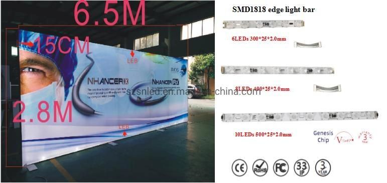 Custom Large Size Disassemble Portable Frameless Indoor Edge Lit Fabric LED Advertising Light Box