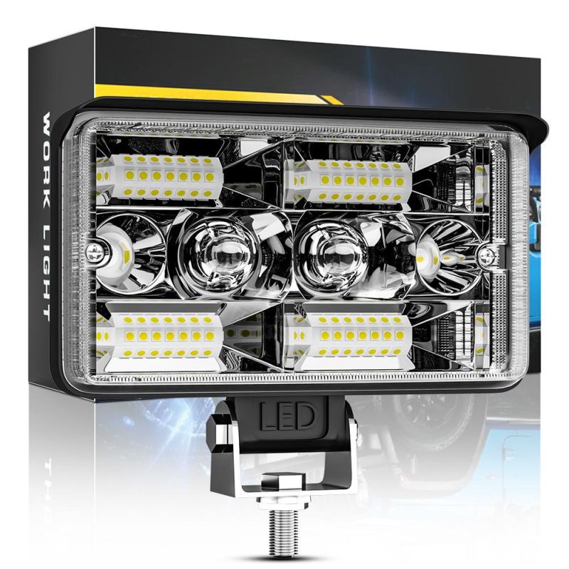 Dxz 4inch Ingot Lamp Duble Color Laser Car Strong Light Super Bright Refit in The Net Truck Headlight Fog Proof Ingot LED Work Light Flood+Spot