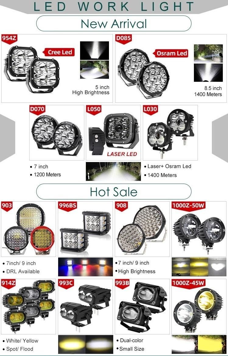 Vehicle Driving Spotlights 7inch 8.5inch 9inch Offroad Round LED Work Light