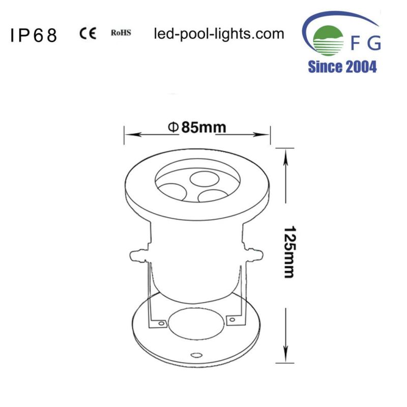 RGB Colorful IP68 Stainless Steel LED Underwater Light Lamp for Fountain Pond Pool Lighting