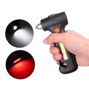 Safety Hammer Work Light COB LED Rechargeable Flashlight with Knife USB Rechargeable Emergency Work Light