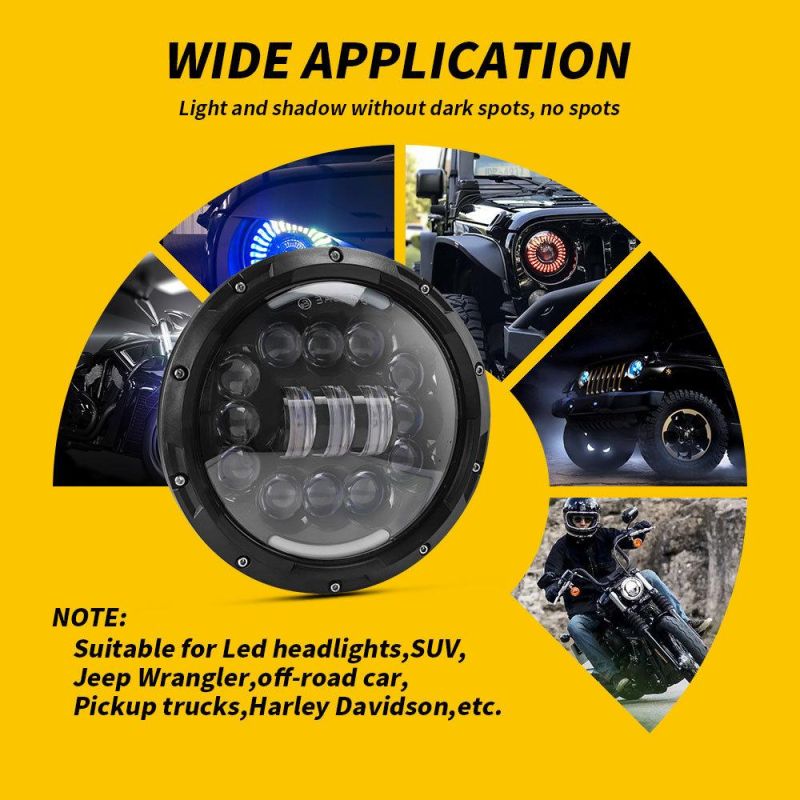 Dxz High Low Beam 15LED with Daytime Round 30W 9d Lens LED Driving Hi-Lo Beam Work Light with DRL Waterproof for Jeep Wrangler Lamp