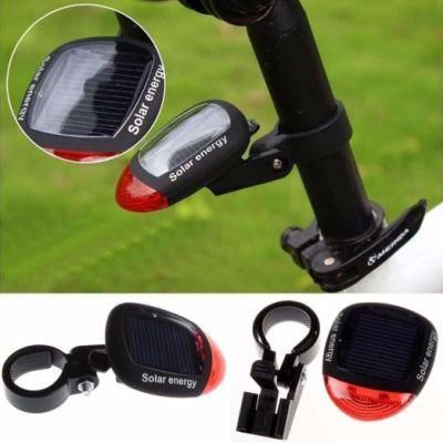 Solar Powered Rechargeable Bike Rear Back Safety Lamp LED Bicycle Tail Light
