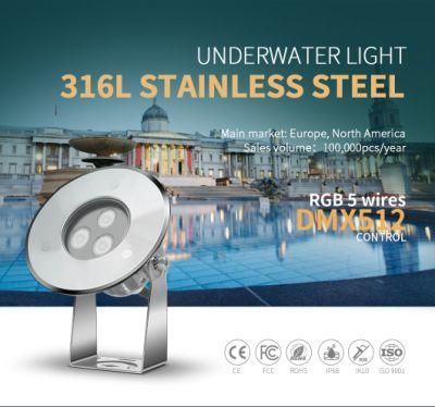 Submersible LED Pond Light, 3W, 9W, 15W, 18W, 24W, Night Lamp IP68 DC 12V 24V for Outdoor Garden, Swimming Pool Lighting