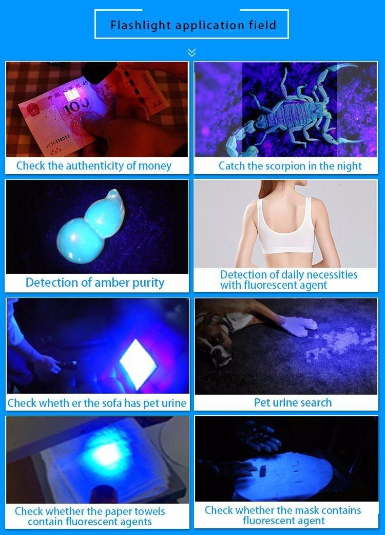 9 LED UV Ultraviolet Flashlight Purple Color Blacklight AAA Battery Money Detection Torch Light Lamp