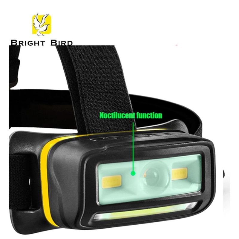 ABS+TPR Material New Design Low Price Cheap Price Competitive Price Hot Selling 5W LED+ 2*1.5W COB (front) + 5W COB (bottom) + Sensor Rechargeable Headlamp
