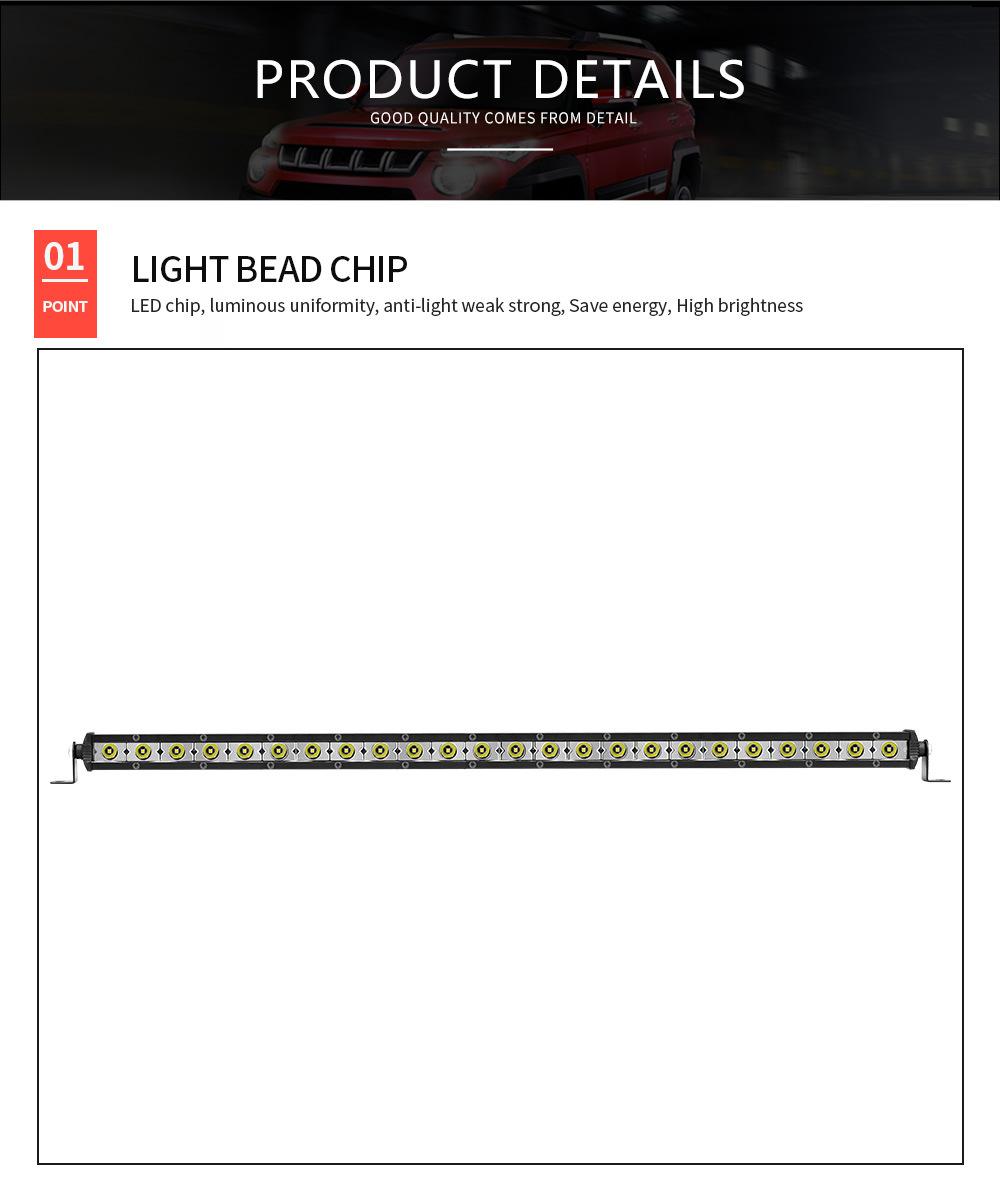 Dxz 26inch 24LED 72W Ultra-Thin Small Single Row LED Light Bar Car LED Work Light Auxiliary Lighting Spotlight Drivinglights