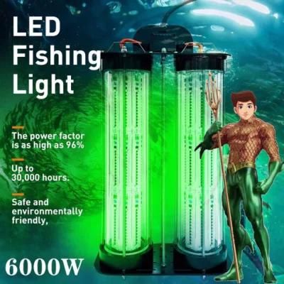 6000W Underwater Light for Fishing Deep Drop Lures Attracting Fishing Lamps with 50 Meter Cable