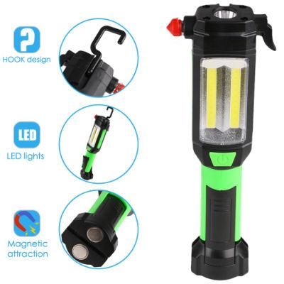 360&deg; Rotate, 270&deg; Flip, with Hook and Magnet Safe Hammer USB Rechargeable LED COB Work Camping Repair Tool Light Hand Torch Lamp