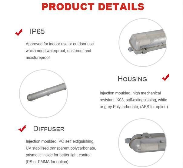 IP65 Tri-Proof LED Tube Light Fixture