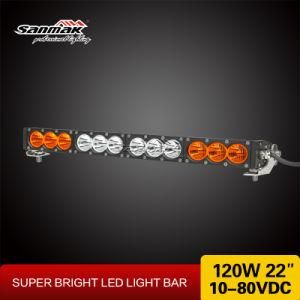 22&quot; 120W IP68 Single Row White &amp; Amber LED Light Bar