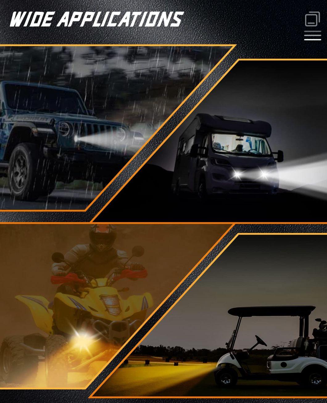 China Factory Supply Mini Driving Light Dual-Color White Amber Motorcycle LED Spotlights of Universal High Quality 30W