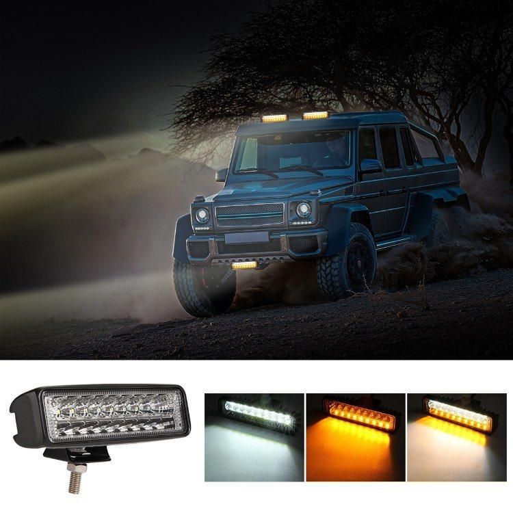 12-24V 6 Inch LED Light Bar for Auto Motorcycle Truck Boat Offroad Working Light 54W White Amber LED Work Light Bar