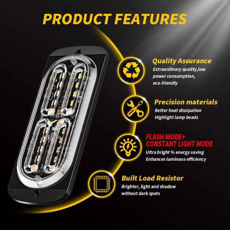 Dxz Warning Strobe Light 6 LED 18W Surface Mount Emergency Lights for off Road Vehicle ATV SUV Trucks