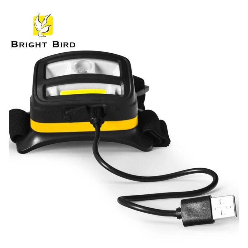 ABS+TPR Material New Design Low Price Cheap Price Competitive Price Hot Selling 5W LED+ 2*1.5W COB (front) + 5W COB (bottom) + Sensor Rechargeable Headlamp
