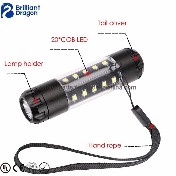 Wholesale SMD T6 LED Torch Lamp with 6 Flashing Mode Camping Rechargeable Torch Light Super Bright COB LED Waterproof Tactical Flashlight