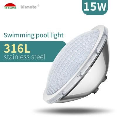 IP68 Waterproof 15W 316L Stainless Steel Warm White Color PAR56 LED Swimming Pool Light with UL/TUV
