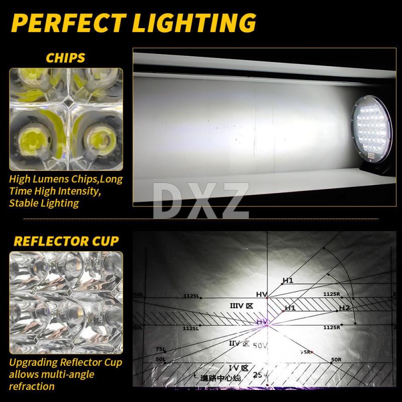 Dxz Combination Beam Truck Auxiliary Bumper LED Headlight, 12V 24V Spot Beam 2000m 9 Inch off-Road Vehicle 4X4 Driving Lights