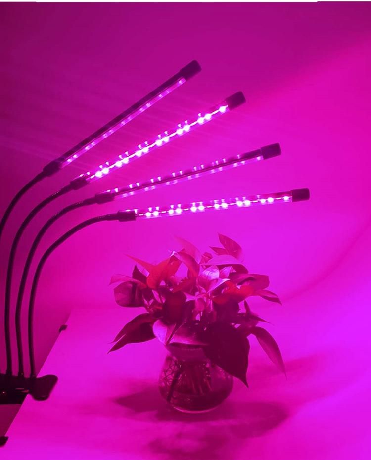 Cycle Timming Dimmable 4-Head Adjustable Gooseneck LED Plant Grow Light