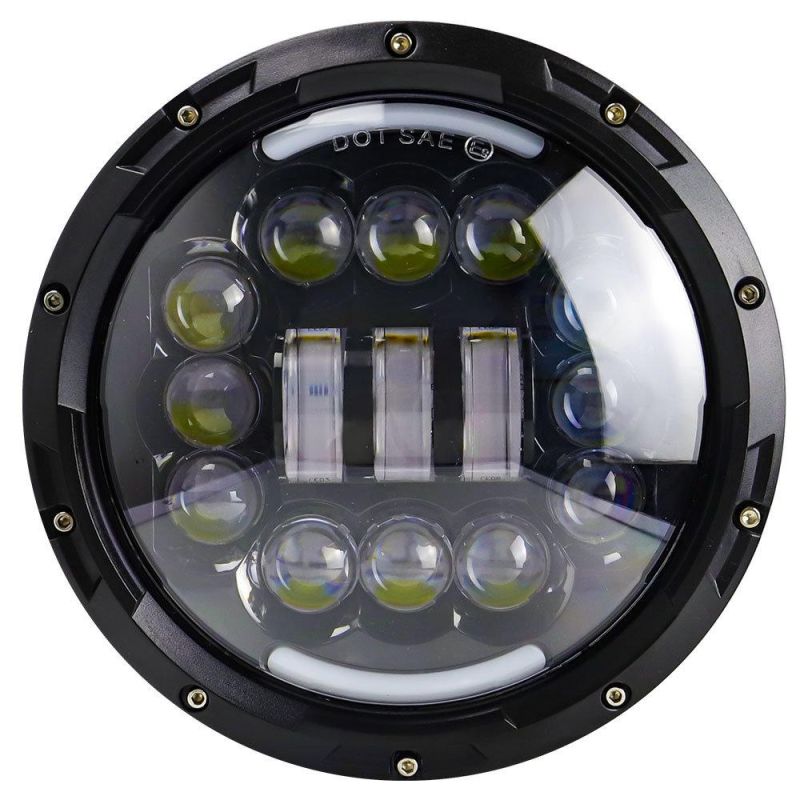 Dxz High Low Beam 15LED with Daytime Round 30W 9d Lens LED Driving Hi-Lo Beam Work Light with DRL Waterproof for Jeep Wrangler Lamp