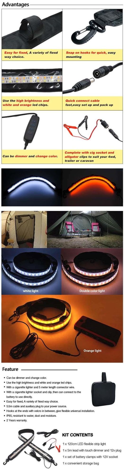 Cost-Effective SMD Chips LED Flexible Camping Automobile Lighting for Tent