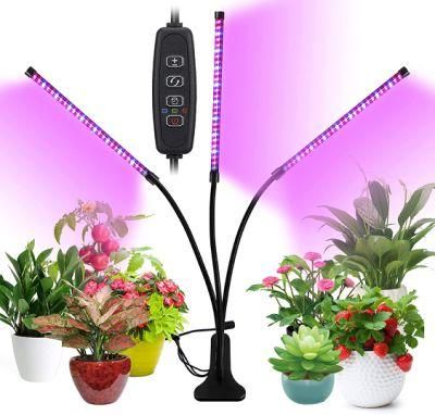 27W Plant Grow Light 3 Head LED Lamp Bulbs with Adjustable Flexible 360 Gooseneck for Indoor Hydroponics Greenhouse Garden