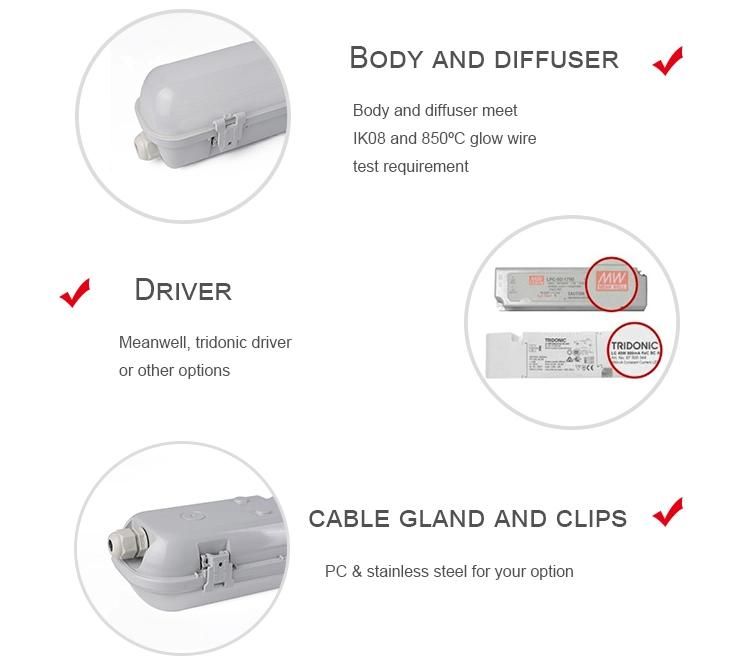 LED Triproof Light 18W 36W T8 Fluorescent Tube IP65